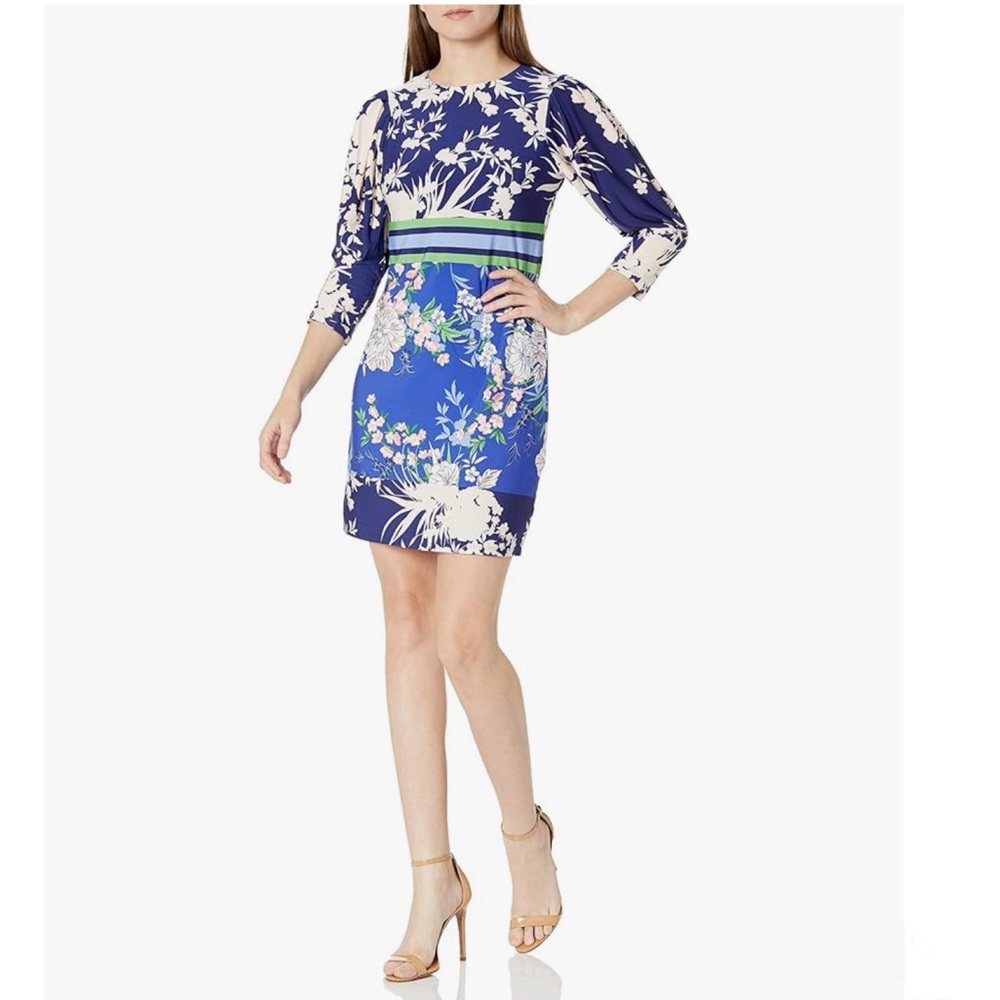 Vince Camuto Jersey Knit Floral Blue size 14